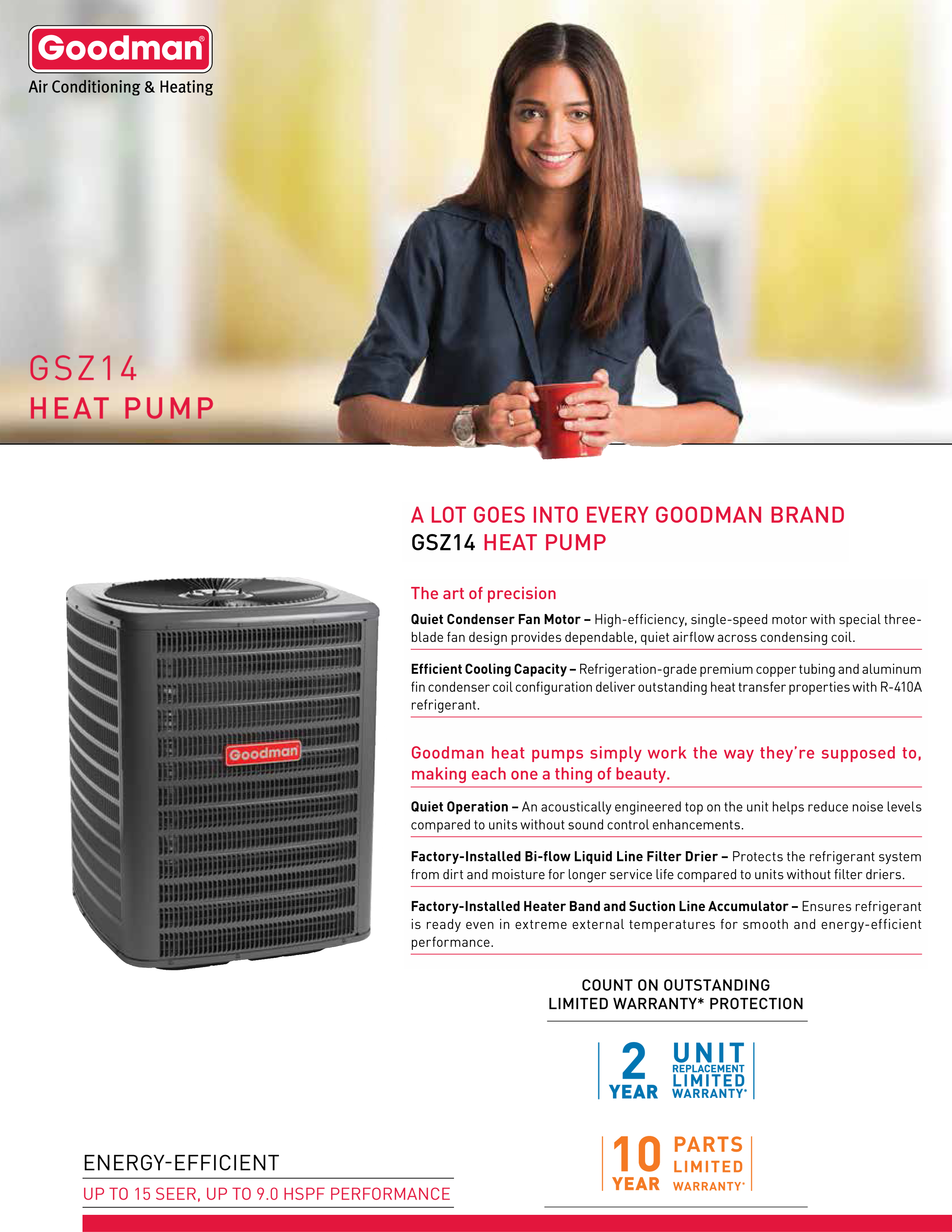5 Ton Goodman 14 SEER Heat Pump System GSZ140601 (3097), ASPT61D14 (2373)(T)
